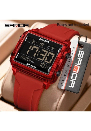 Primepickings Sanda Erkek Digital Saat 6275 Şeffaf Mavi Kronograf Alarm 5atm Suya Dayanıklı Diğer