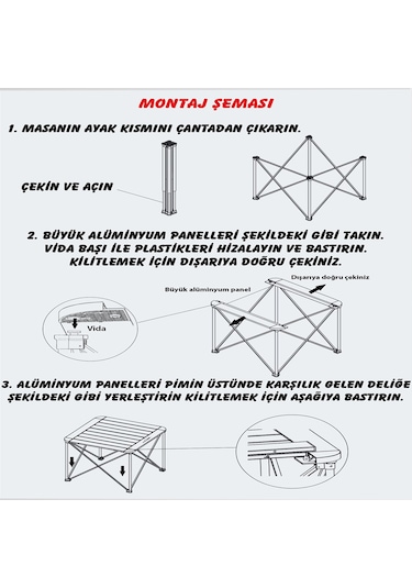 Nurgaz Ng-Akmb Campout Alüminyum Kamp Masası Büyük Portable Gri