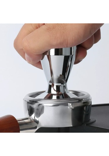 Yifomall 51mm Paslanmaz Çelik Kahve Tamperı, Ev Kullanıma Uygun, Ayarlanabilir, Katı Gövde, Espresso Dolgu Aracı Gümüş