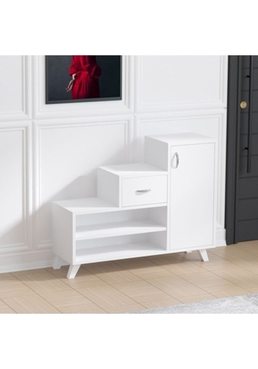 Decormet Retro Ayakkabı Dolabı Beyaz Beyaz