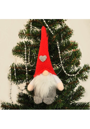 Yılbaşı Ağaç Dekor Süsü Peluş Noel Baba Cüce 25 Cm