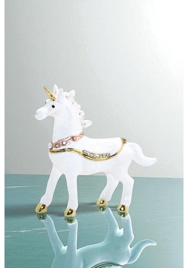 Kristal Taşlı Unicorn Figürü Dekoratif Obje