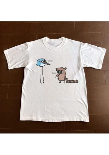 Startmore Beyaz Regular Show T-shirt Beyaz Oversize Tişört Unisex