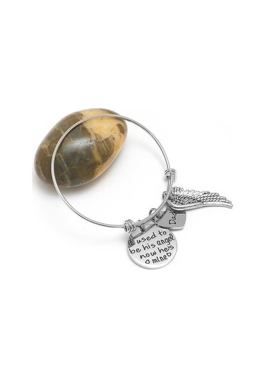 Eskiden Onun Meleği Oldum Şimdi O Benimki Yuvarlak Tag Kanat Kolye Bilezik Altın - Gold