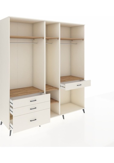 Kronos Dolap 7 Raflı 4 Çekmeceli 3 Askılı 220x59x243 Aytaşı-çam/aytaşı Atlas Çam/aytası