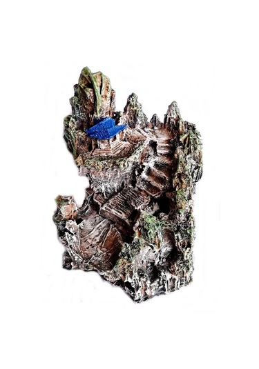 Şatolu Kaya Akvaryum Dekoru 22 Cm - Renk Lacivert