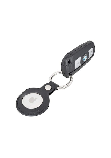 Bloompaw Noir Hakiki Deri Airtag Kılıfı Siyah