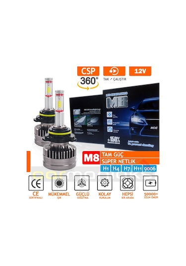 Led 360° M8 Full Power Csp Full Power Led Xenon Canbus H1 H4 H7.. 466217382