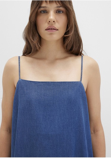 Mavi - Askılı Mavi Maxi Elbise 1310727-85481 Mavi