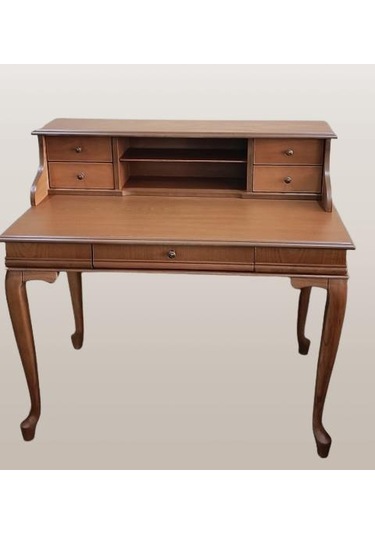 Çalışma Masa St 90400 Klasik Model Kayın Aslan Ayak Ceviz Eskitme Kulp El Yapımı Ceviz