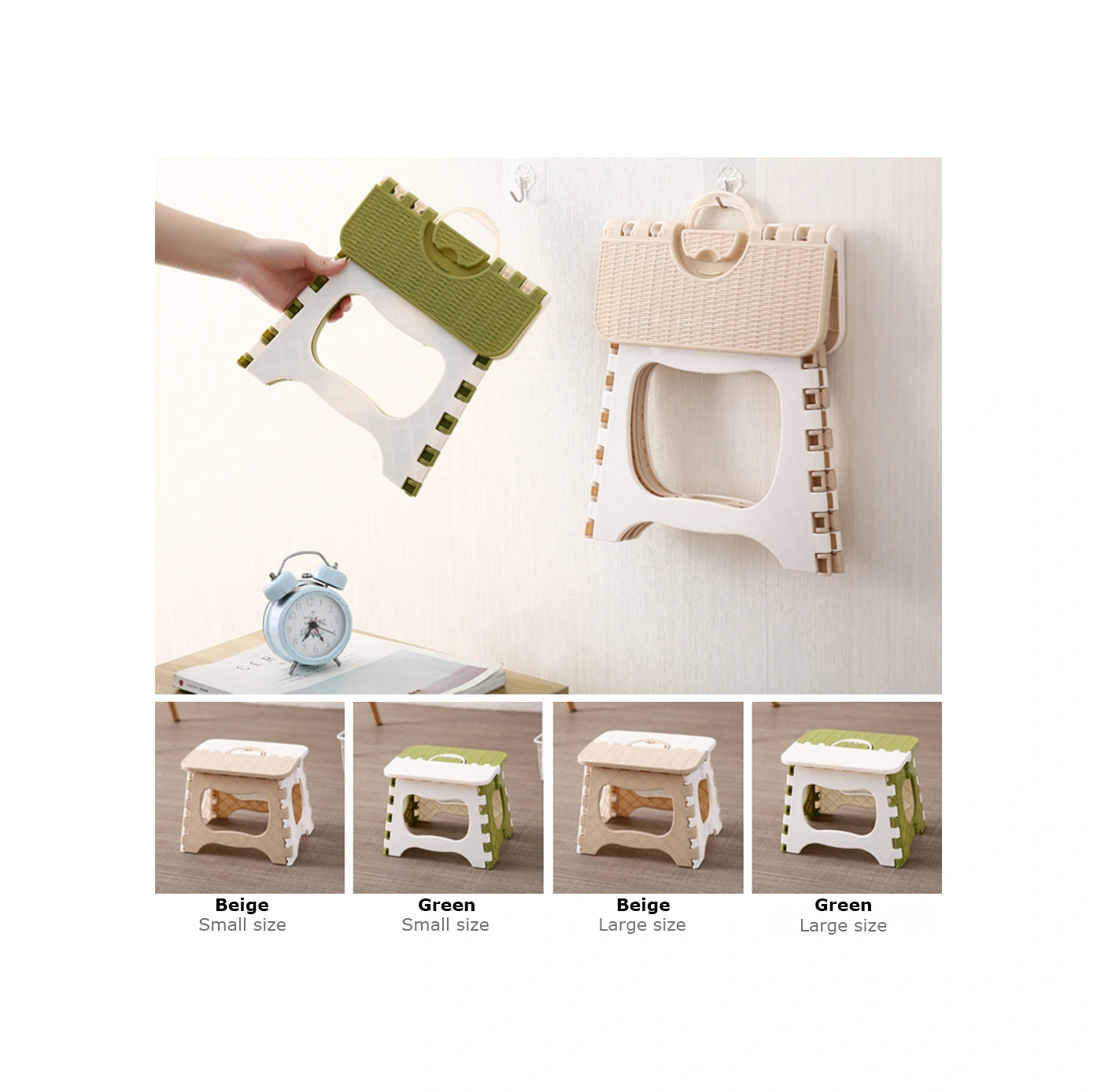 Youmex Yeşil Küçük Boy Taşınabilir Plastik Katlanabilir Tabure - Banyo, Bekleme Ve Ev Kullanıma Uygun Yeşil