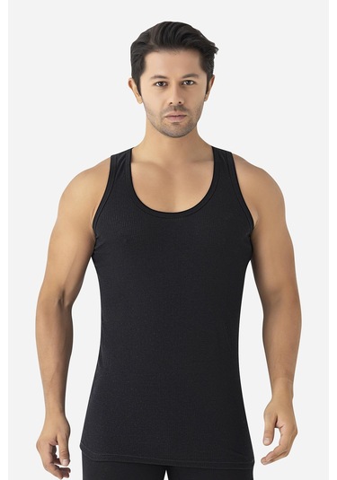 6'lı Paket Siyah Erkek Fileli Atlet Pamuklu Delikli Yazlık Erkek Atlet Siyah