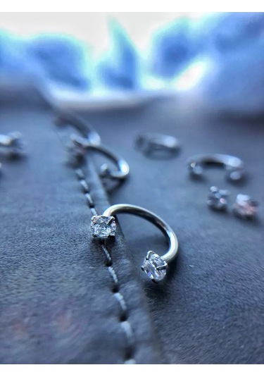 Hok's Love Burunseptum Septum Halkalı Daimi Piercing, Kulaksmile Uzdehka Kıkırdakçı. 173780655 Gri