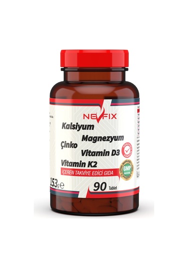 Nevfix Kalsiyum Magnezyum Potasyum Çinko Vitamin D3 Vitamini 90 Tablet