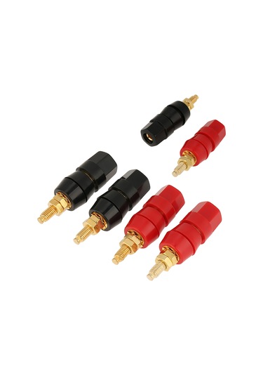 Konesam Altın Kaplama Hoparlör Bağlantı Terminaleği, 4 Adet Kırmızı-siyah , 4mm Muz Plug Uyumlu, Kolay Kurulum, Amfi Ve Ses Cihazları İçin Sinyal Aktarımı