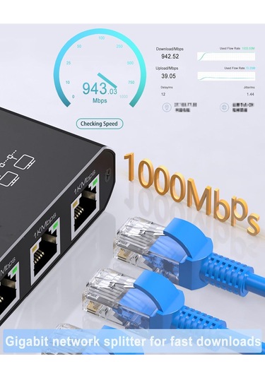 Rj45 Gigabit Ethernet Çoklayıcı 1x4 100m İletim
