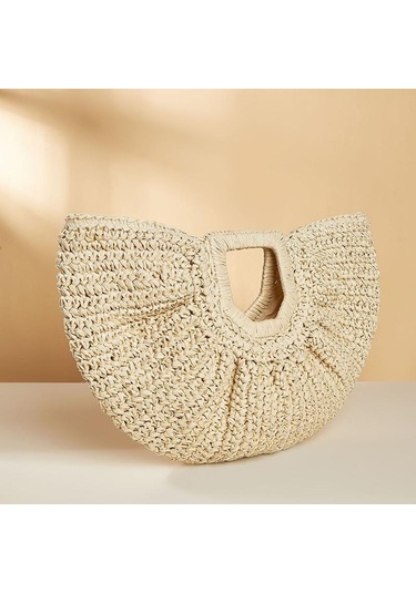 Yeşil Yogodlns Yaz Dokuma Saman Yarım Ay Büyük Kapasiteli Çanta Kadın Plaj Sepeti Moda Seyahat Alışveriş Tote Yeşil