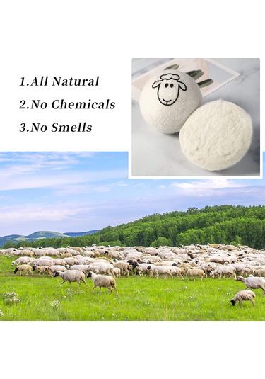 Neevoyu Yün Kurutma Topları - Elektriksel Statik Azaltıcı, Kumaşı Yumuşatır, Kuruma Süresini Kısaltır - Kuzuluk Desenli 6 Adet Paket Çok Renkli