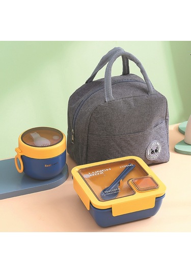 Okullar İçin Uygun Beslenme Çantası Ve Yemek Takımı D-2 MAvi