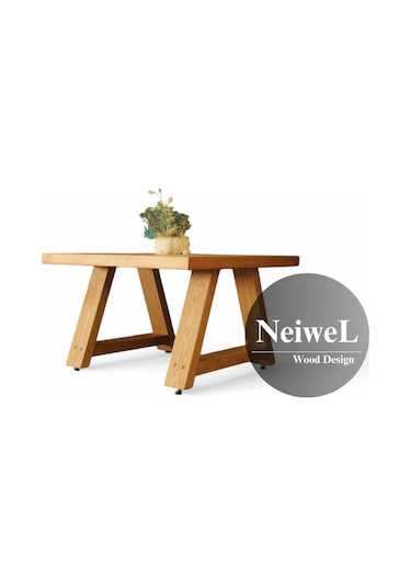 Neiwel Arawel Doğal Ahşap Sehpa-90-90 Açık Ceviz