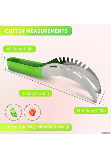 Yeşil Karpuz Dilimleme Kesici Paslanmaz Çelik Renk Kaymaz Plastik Sarma Kolu Zarar Vermez Eller Kavun Mutfak Meyve Kesme Aleti Yeşil