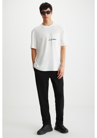 Kravın Erkek %100 Pamuk Bisiklet Yaka Baskılı Ekru T-shirt