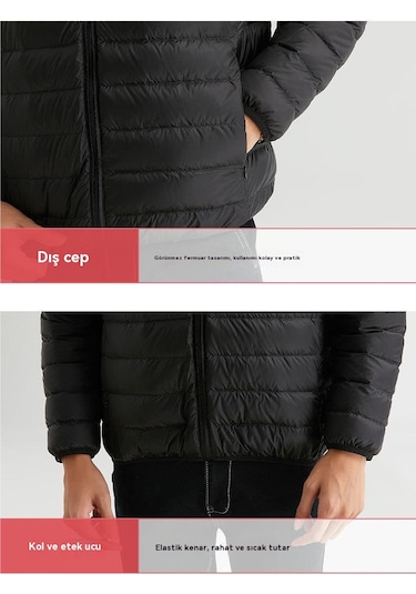 Dik Yakalı, Pamuklu Dolgulu Erkek Ceketi, Büyük Beden, Kışlık Mont Yeşil