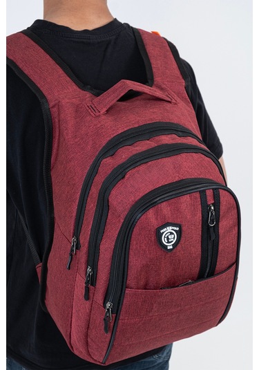 Çok Gözlü Ergonomik Sırt Çantası Su İtici Unisex Okul, Günlük Ve Seyahat Çantası Kırmızı Kırmızı