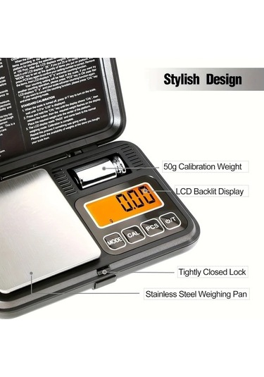 Fastbuy Wangxi Siyah Mutfak Tartısı 200g - 0,01g Hassasiyetli Kalibrasyon Siyah