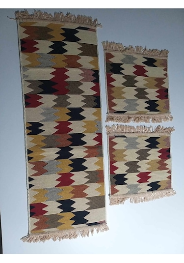 Oto Koltuk Kilim 3 Parça Araba Takımı Çok Renkli