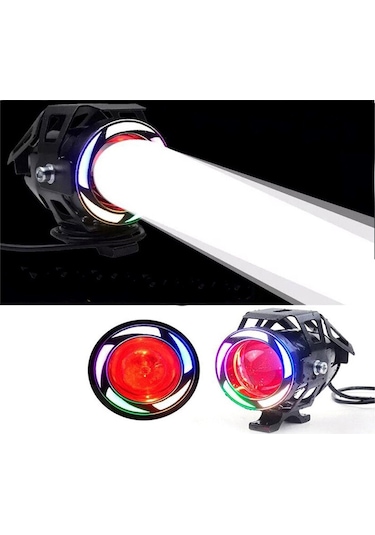 Motosiklet Sis Farı Drs U7 Led Mercekli Angel Xenon Far 2 Adet Takım
