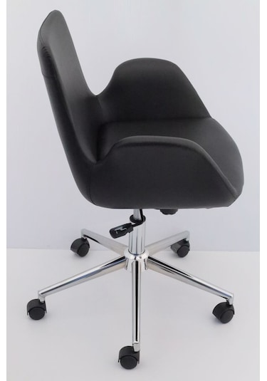 Hava Siyah Deri Ofis Sekreter Çalışma Sandalyesi