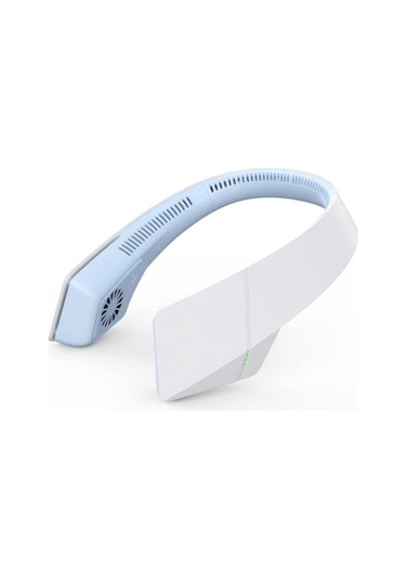 Taşınabilir Boyun Fan Soğutma Asılı Boyun Fan Şarj Edilebilir Mini Usb Kişisel Fan Kulaklık Tasarım Açık Spor Için Kapalı Ofis 4842 Mavi