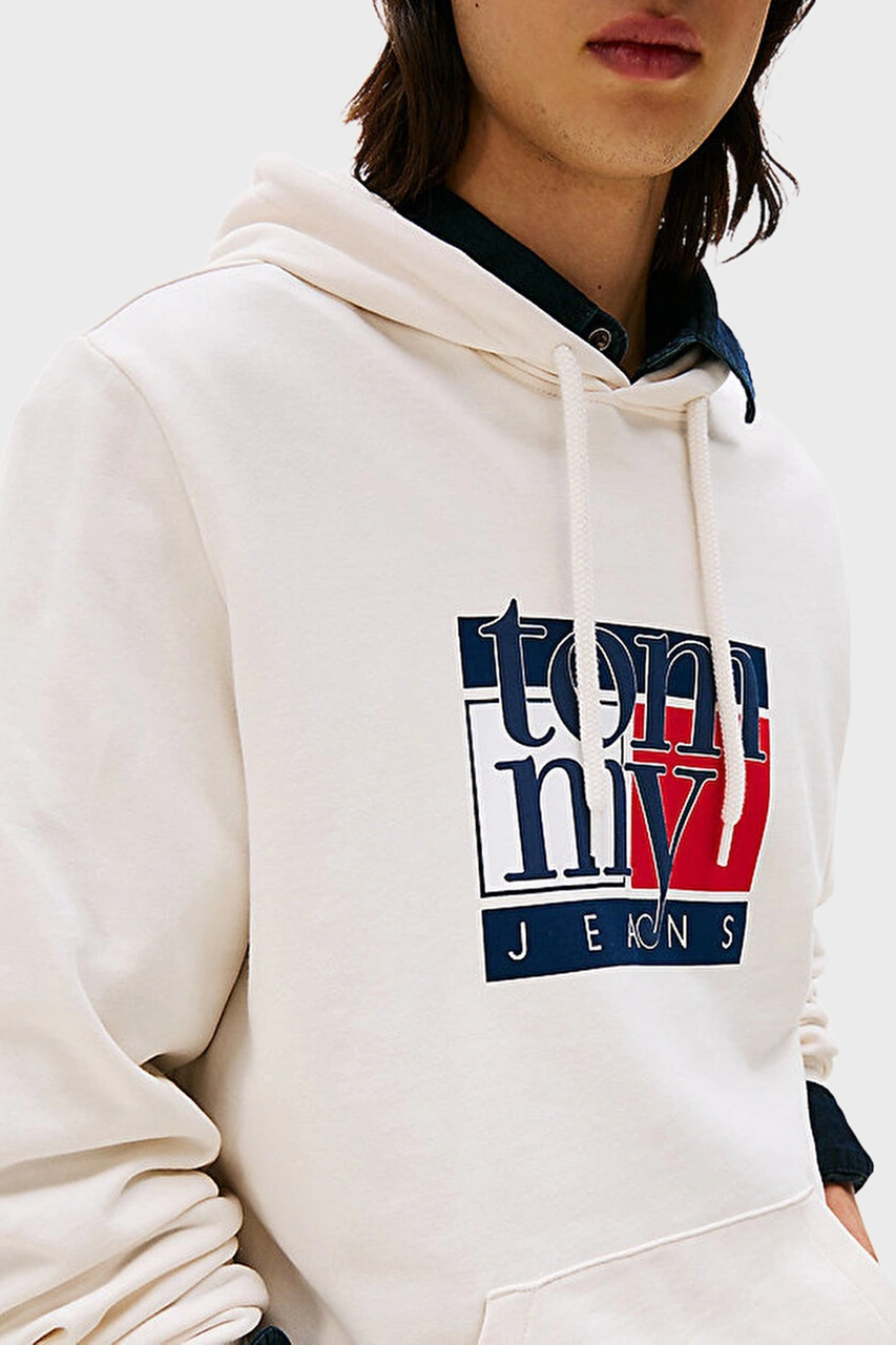 Tommy Jeans Erkek Sweat Dm0dm22092 Ybh Beyaz Beyaz