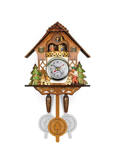 İskandinav Guguklu Saat Duvar Saati Yaratıcı Ahşap Saat Dıy Özel Oturma Odası Duvar Asılı Amazon Pop 001 Renkli