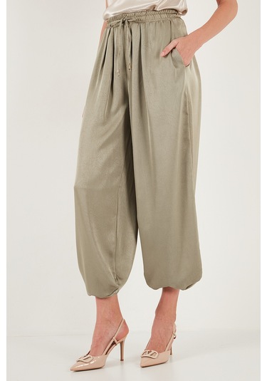 Lela Oversize Bağlamalı Balon Paça Saten Şalvar Bayan Pantolon 68351199 Çağla Yeşili