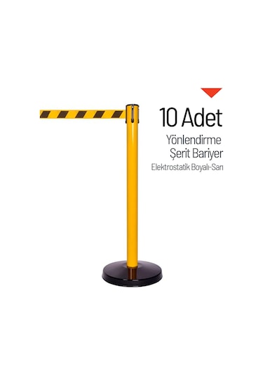 10'lu Yönlendirme Şerit Bariyer Seti Boyalı Sarı Çift Renkli Şerit -3655