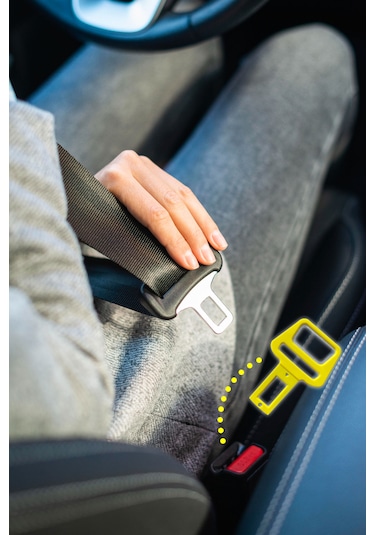 Emniyet Kemeri Aparatı, Şişe Açıcı, Evrensel Uyumlu, Sarı Renk