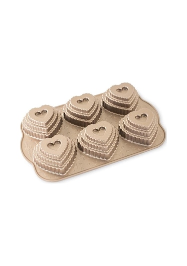 Nordicware 6 Lı Mini Kalp Kek Kalıbı - Platin