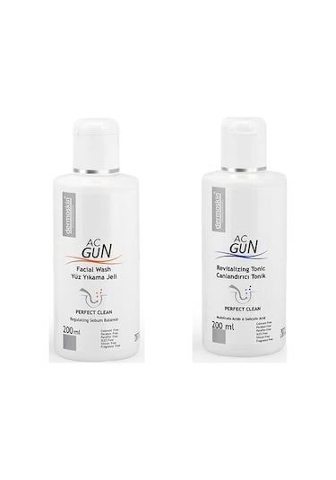 Dermoskin Acnegun Yüz Yıkama Jeli 200 ML + Dermoskin Acnegun Canlandırıcı Tonik 200 ML