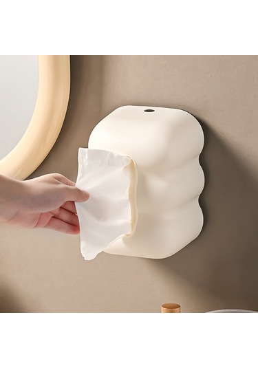 Sones Bulut Mendil Kutusu Masa Üstü Krem Tarzı Duvara Asılı Plastik Peçetelik Beyaz