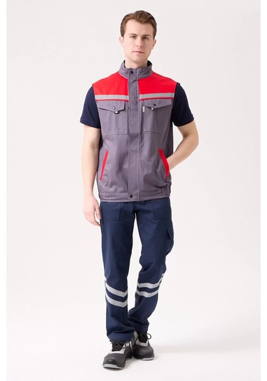 İş Yeleği Gabardin Kumas Yazlık Grikırmızı Reflektörlü Royal Hafif Nefes Alabilir Çok Cepli Gri-kırmızı İş Yeleği Gabardin Kumas Yazlık Grikırmızı Reflektörlü Royal Hafif Nefes Alabilir Çok Cepli Gri-kırmızı