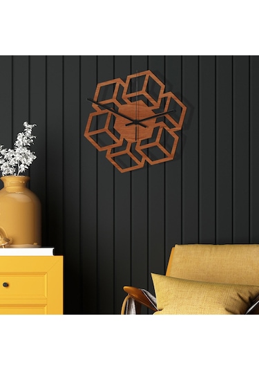 Homyl Duvar Asılı İzle Ahşap 3d Saati Oturma Odası Okul Otel Kare