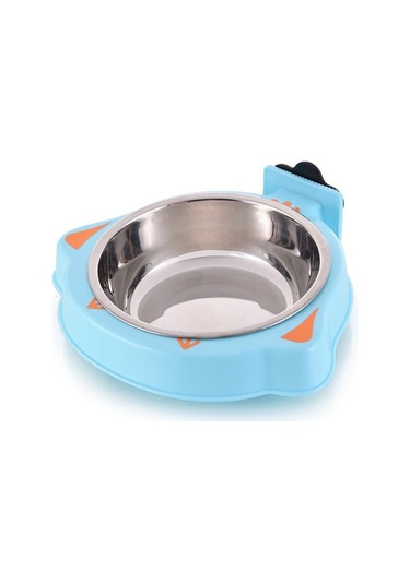 Cbtx Evcil Hayvan Mama Kasesi Köpek Kafesi Asılı Paslanmaz Çelik Sabit Kase Mavi