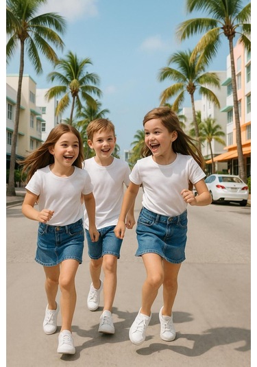 Çocuk Basic T-shirt Kız - Erkek Unisex %100 Pamuk 3'lü Süper Paket K-2