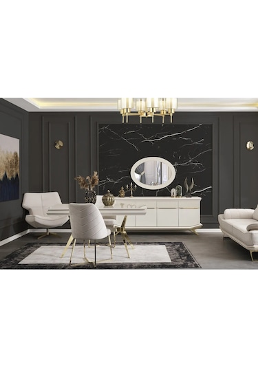 Angel Yemek Odası Takımı Yemek Masası + 4 Adet Sandalye Beyaz