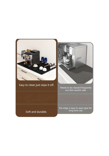 Elmpaly Beyaz Yükseltilmiş Kenarlı Silikon Kahve Makinesi Matı Kurutma Paslanmaz Yüzey Bulaşık Makinesi Uyumlu