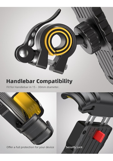 Lamicall Motosiklet Ve Bisiklet Telefon Tutucu 360 Derece Döndürülebilir Bm02yellow Siyah - Sarı