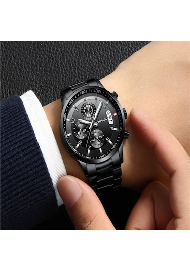 Crrju/kajun 2214 Yeni Erkek İş Saati Erkek Saati Altı Pimli Kronograf Çok İşlevli Paslanmaz Çelik Saat Rosegoldblackface Diğer