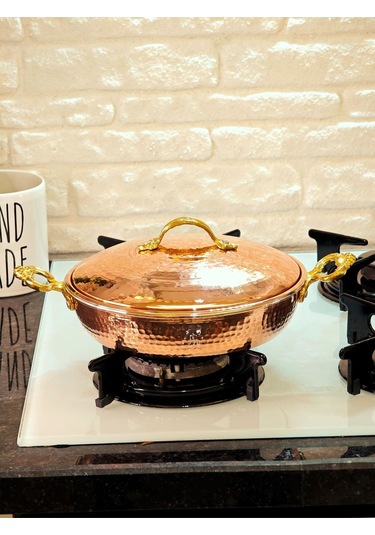 Modabakır Bakır Kapaklı Tava 22 Cm Model:5556897 Bakır